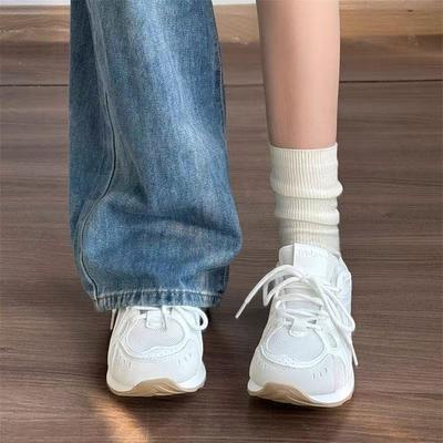 Simple Casual Sports Shoes Autumn New Soft Sole Light and Comfortable Mesh Breathable White Shoes Women