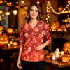 Women's Halloween Costume V-Neck with Pocket Side Slit 3/4 Sleeve Top