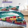 Train Pattern Bedding Quilt Set Quilt Cover Pillowcase Home Decoration Birthday Gift (1 * duvet cover + 2 * pillowcase, without core)