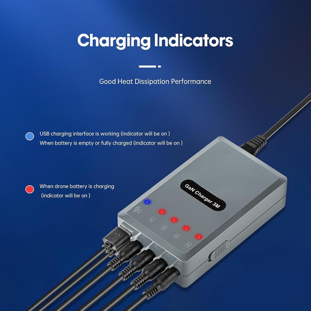 6-in-1 Battery Charger for Mavic 3 Pro/Mavic 3 Pro Cine/Mavic 3/Mavic 3 Classic Multi Parallel Charging Hub 120W Fast Charger Compatible with Mavic 3