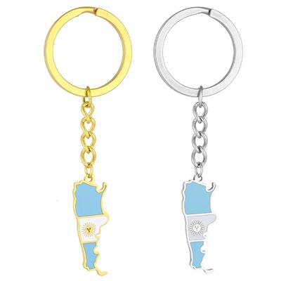 Argentina Map Flag Keychain Stainless Steel Charm Keyring Remembrances Jewelry