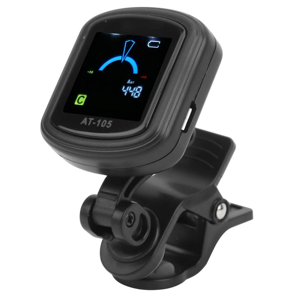 High-Precision Rechargeable Clip-on Guitar Tuner, 12-Temperament Equal Temperament, Built-in 110mAh Battery, Suitable for Guitar, Bass, Ukulele, and