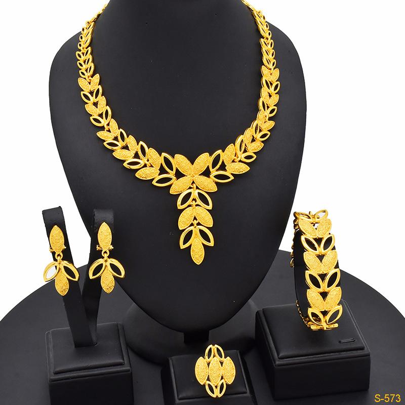 24K Dubai Gold Jewelry Set Europe, America and Africa Popular Jewelry Earrings Four-piece Set 2026