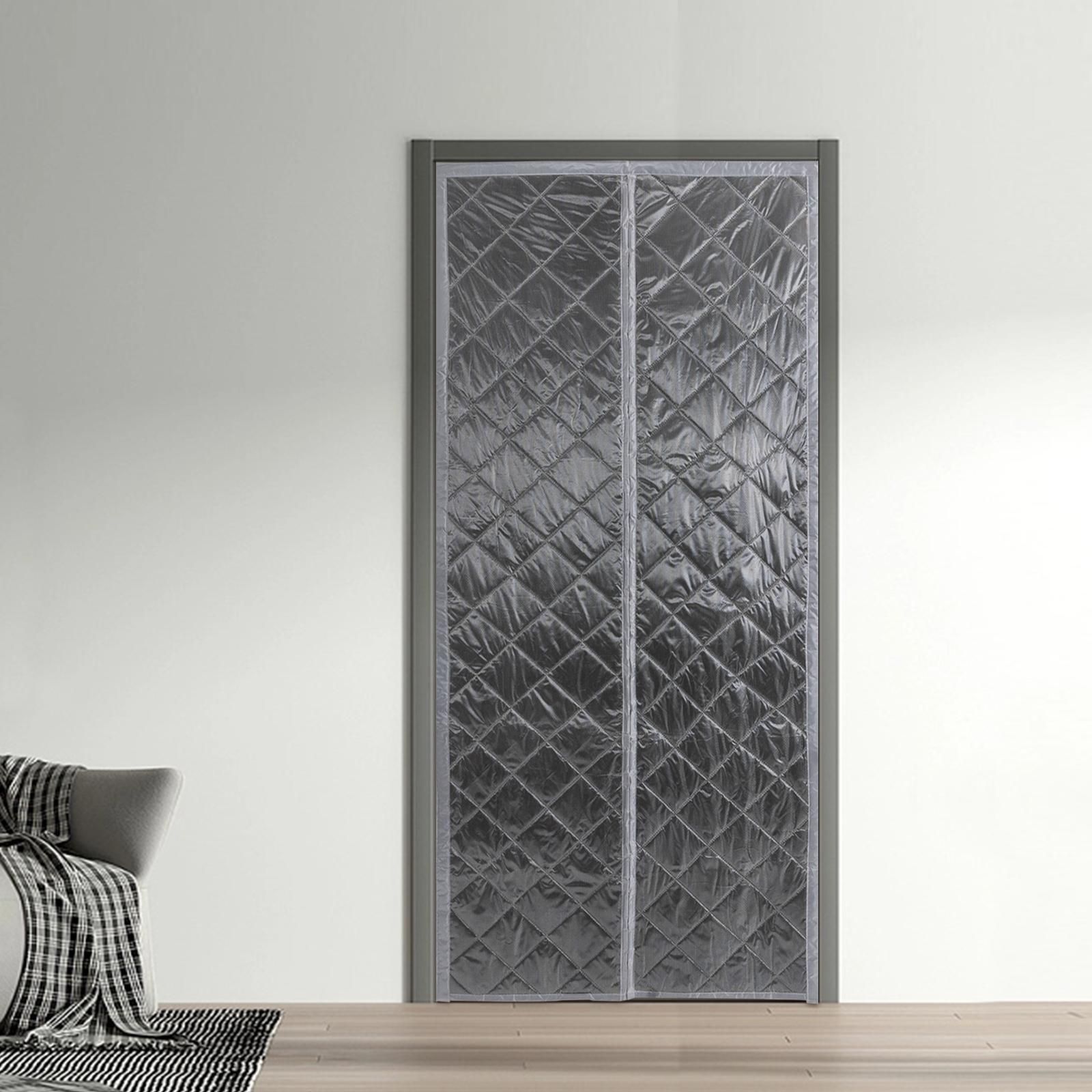 

Магнитная теплоизоляционная дверная штора, Зимний летний блокиратор сквозняков для дверного проема, Энергосберегающая изоляционная штора, Открывающаяся посередине серый