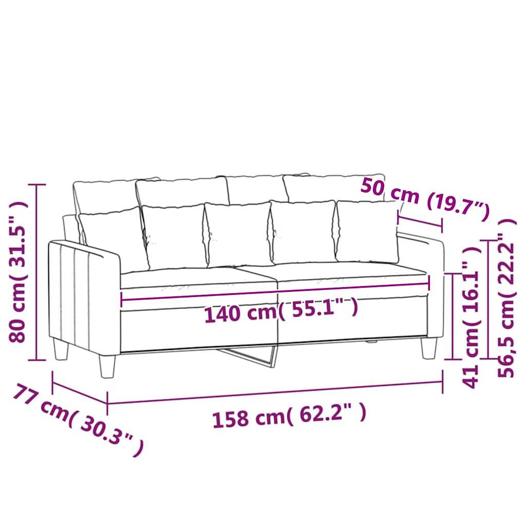 Vidaxl Sofa 2-Osobowa, Jasnoszara, 140 Cm, Tapicerowana Aksamitem