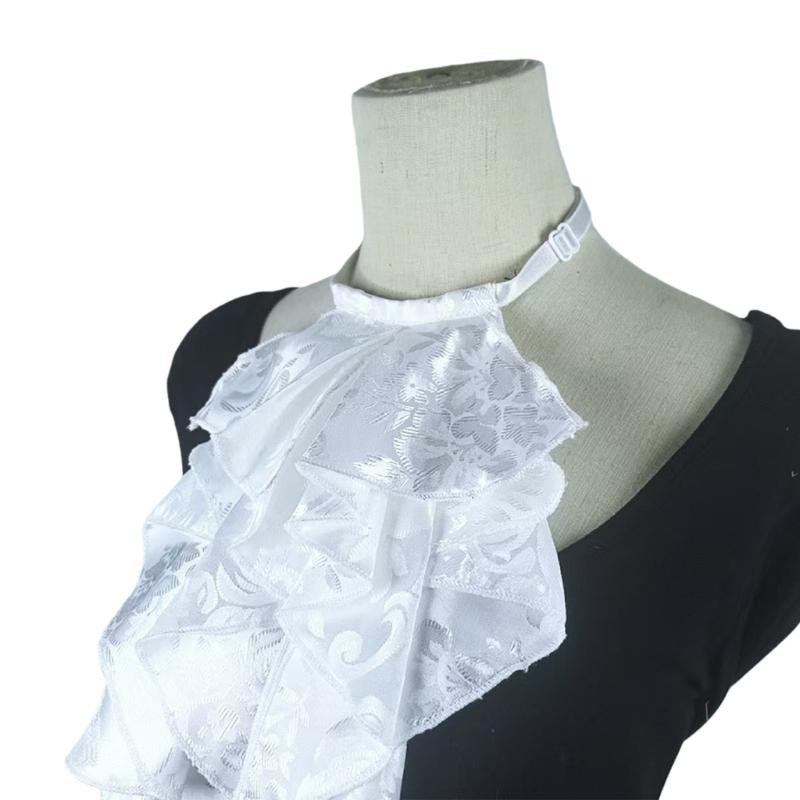 Decorative Jabot Collar Costume Accessory Neckpiece Lace Ruff Collar for Dramatic Outfit Formal Occasion Photography