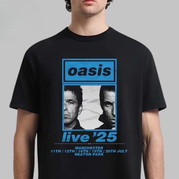 

Oasis Ірландський Триколор Лого Фотографія Gallagher Brothers Люблений і Ненависний Двосторонній Унісекс Футболка Інс Y2k Гарячий Новий Бренд M