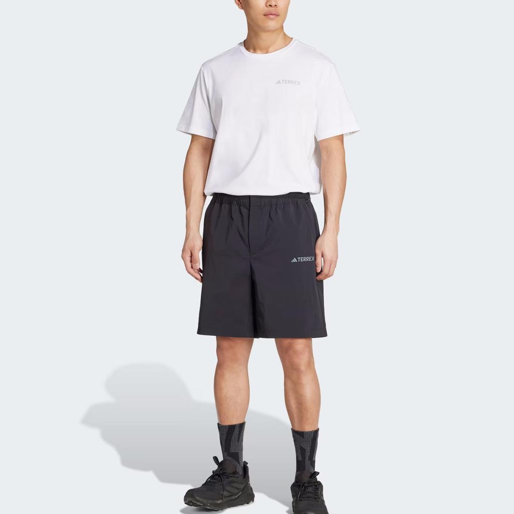 Adidas Terrex Multi Logo Letter Solid Color Loose Fit Five-Point Sports Shorts Men shorts Black JI5925