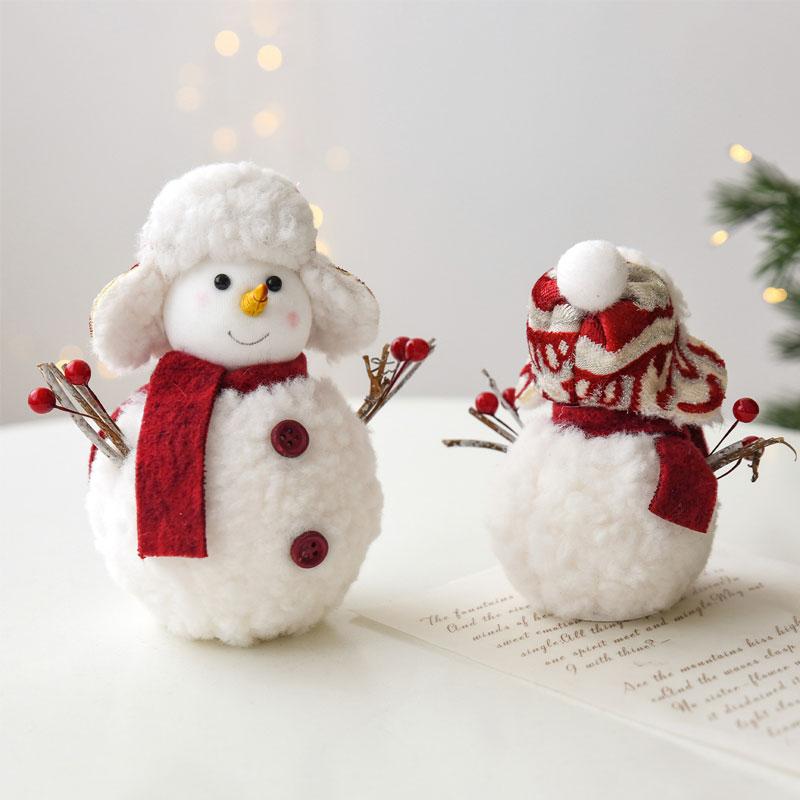 1pc Christmas Cute Ornaments Gift Favors Plush Cartoon Snowman Doll Knitted