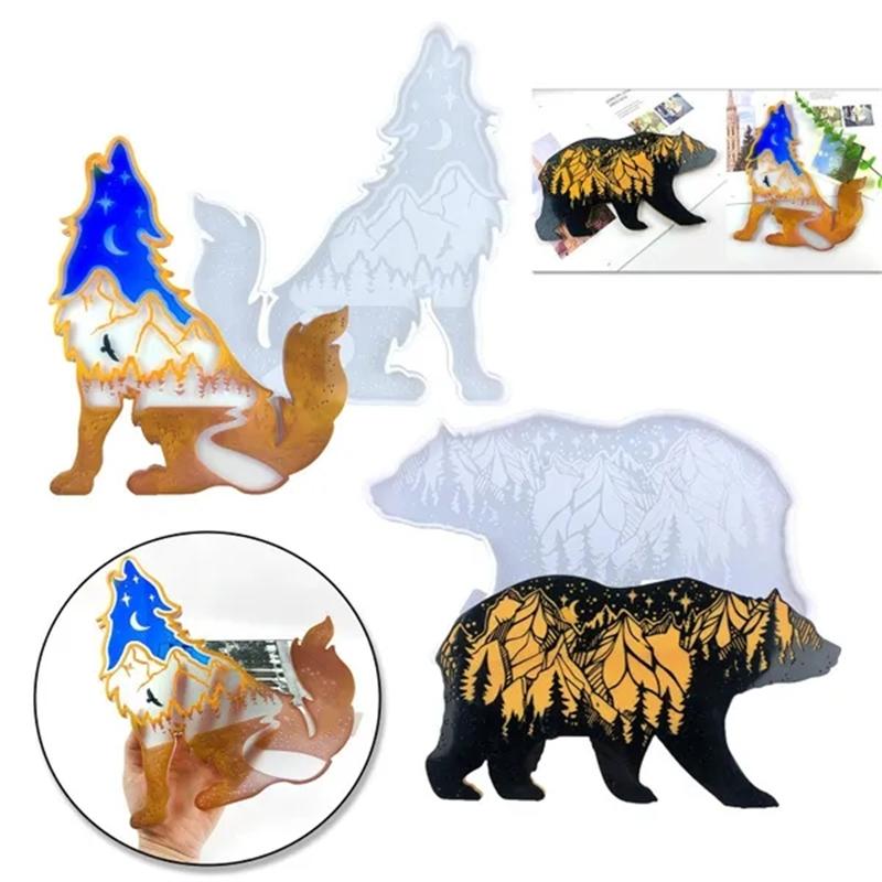 DIY śnieżna góra mikro element dekoracji krajobrazu niedźwiedź wilk Ornament silikonowe formy żywica kryształowa żywica epoksydowa rękodzieło odlewanie formy Handmade Home