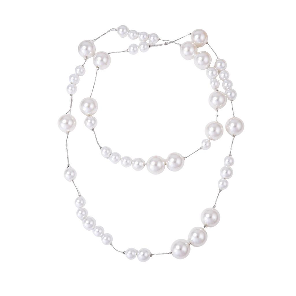Temperament Simple and Fashionable Ins Imitation Pearl Long Chain Can Be Stacked and Worn Alone Sweater Chain Necklace Women