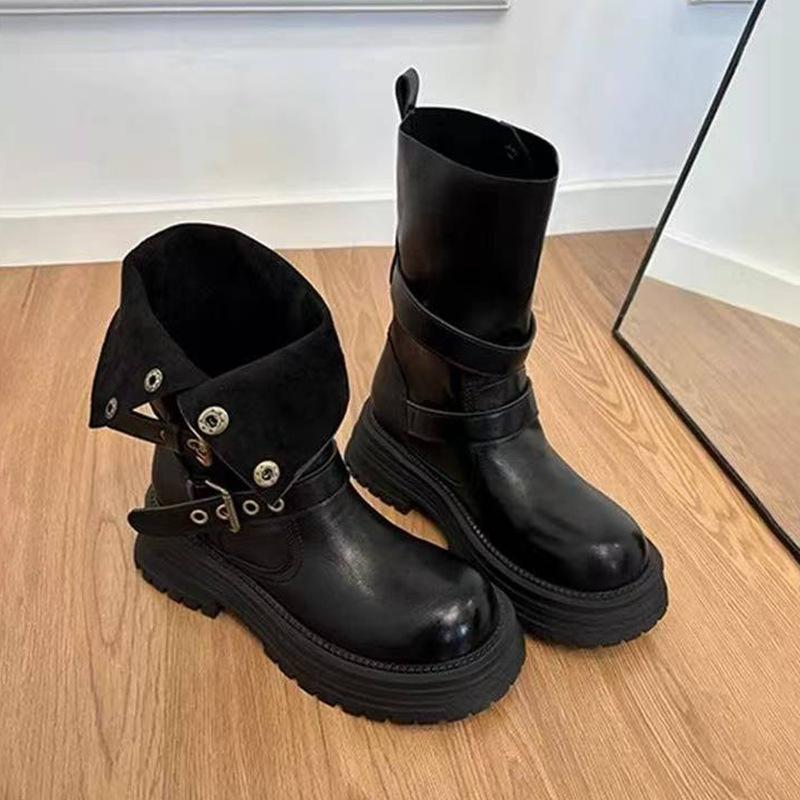 British Martin Boots Women's 2025 New Autumn Retro Women's Shoes Maillard Brown Boots Platform Black Short Boots
