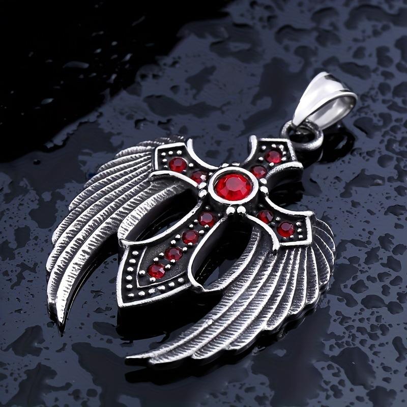 Hot Selling Men s Fashion Retro Pendant Angel Cross Necklace Jewelry Border Sales