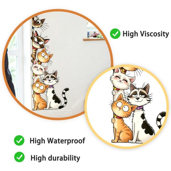 Durable Outdoor Window Decals Cute Cartoon Cats/Dogs Wall Stickers, Waterproof PVC Decals, Peel And Bathroom Glass Stickers Stick