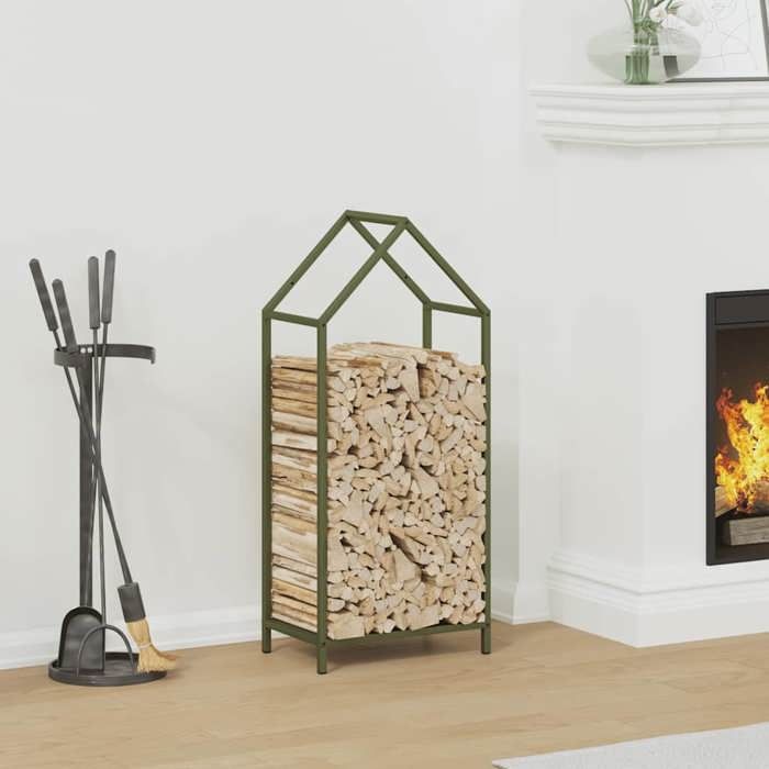VidaXL Portant de bois chauffage vert olive 40x25x90 cm, support à bûches de cheminée, support à bûches, support à bûches 864298