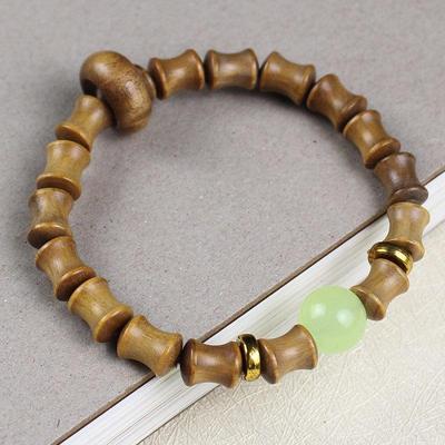 Argentinský zelený santalové dřevo bambusový prsten náramek - buddhistické korálky pro páry