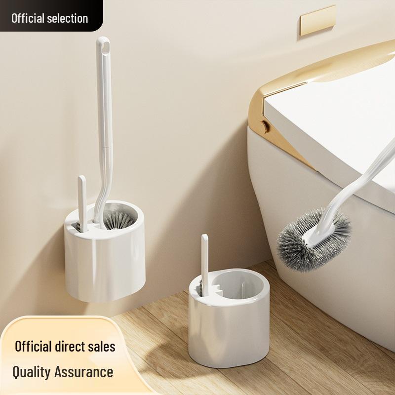 Wandmontierte Toilettenbürste mit Halterung, keine toten Winkel, stanzfreies Design für die Badezimmerreinigung.