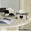 Nordic Ins Heart-pattern Knitted Tissue Bag Living Room Table Tissue Box Paper Storage Desktop Decorative Tissue Case Paper Box