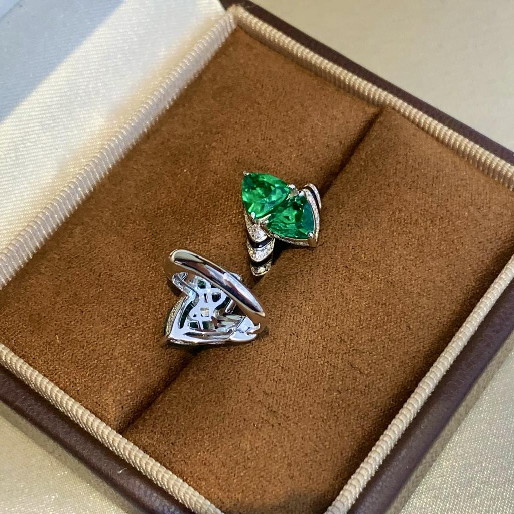 New Vintage 100% Pure 925 Sterling Silver Earrings Pave Aaa Zircon Emerald Zebra Line Ear Stud For Women Luxury Fine Jewelry