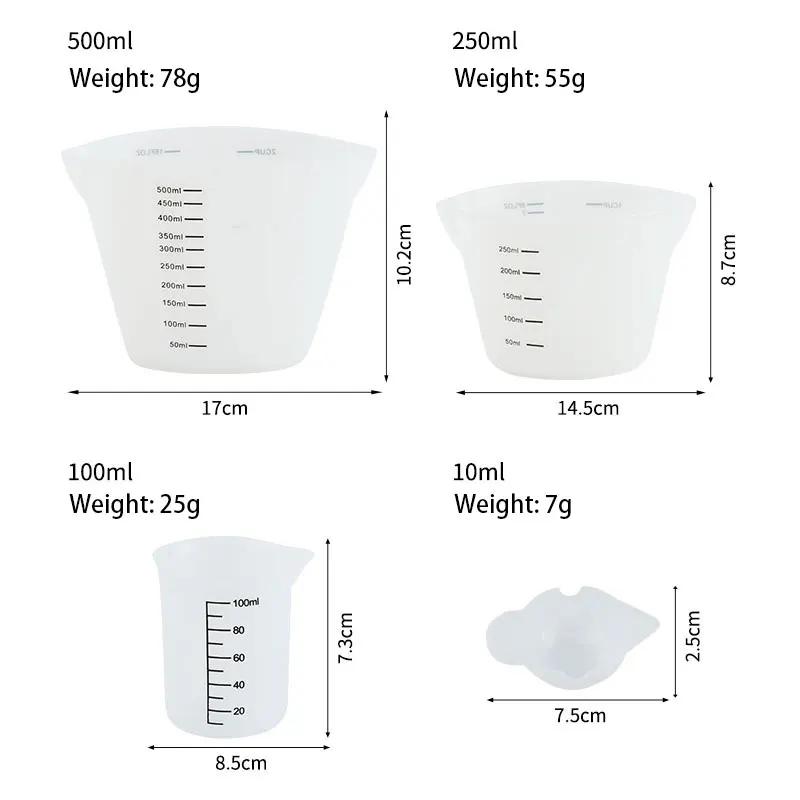 1/2/6Pcs Measuring Cup Set Silicone Measuring Cups with Scales for Milk Coffee Cake Baking Measuring Cup Epoxy Resin Tool Set