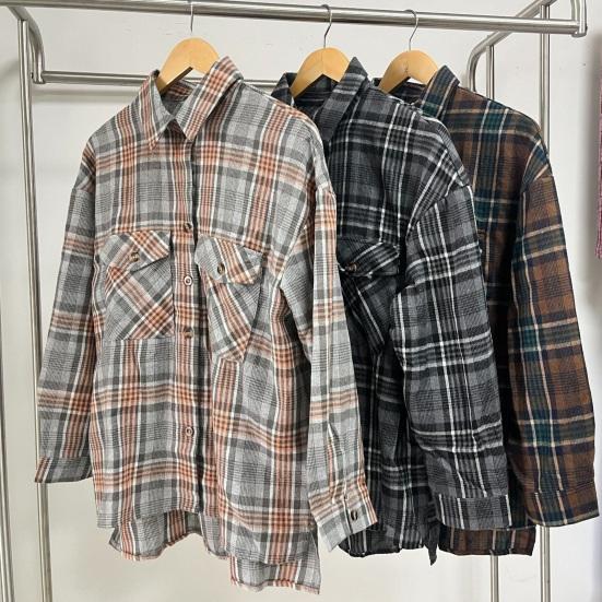 Camisa de Mujer Solapa Manga Larga Bolsillos con Solapa Camisa Casual Monopecho Estilo para Ir al Trabajo Camisa Holgada Abrigo para Uso Diario