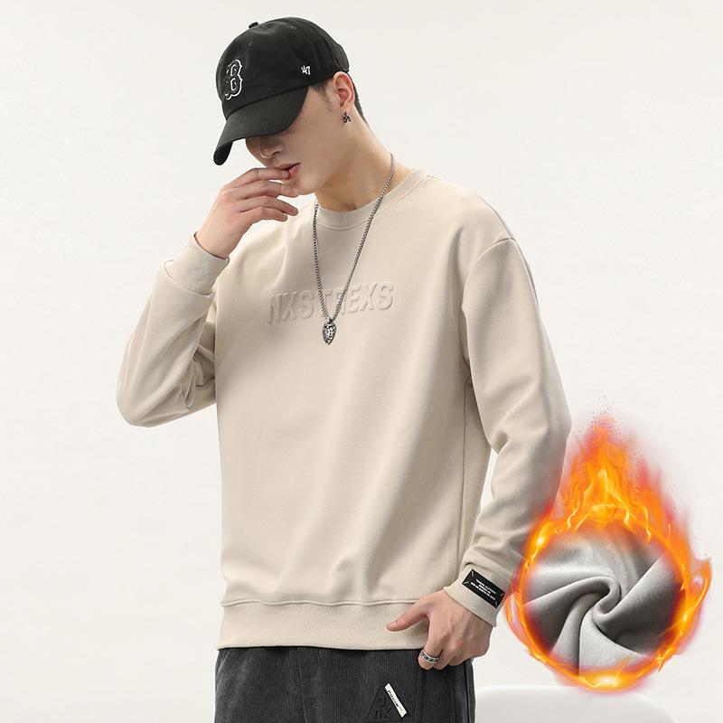 

Осенний мужской свитер с круглым вырезом, пуловер с металлическим принтом, простой свободный, с длинным рукавом, осенне-зимний трендовый топ L