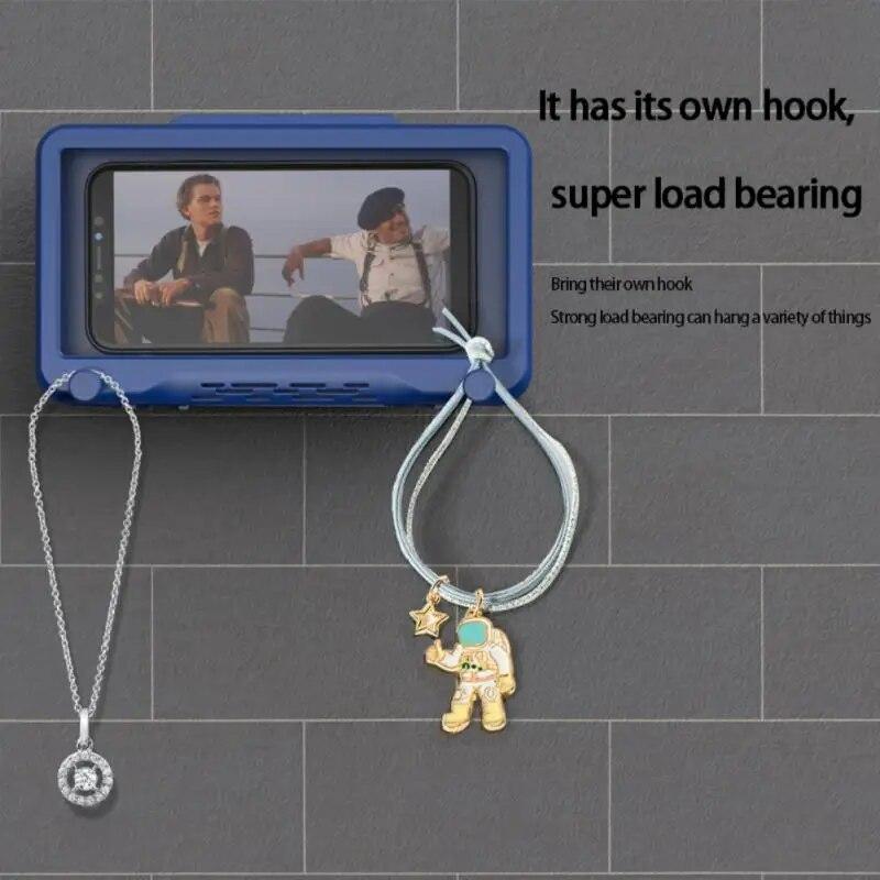 Veggmontert berøringsskjerm Mobiltelefonholder Baderom forseglet beskyttelsesdeksel Oppbevaring Vanntett oppbevaringsboks for bad