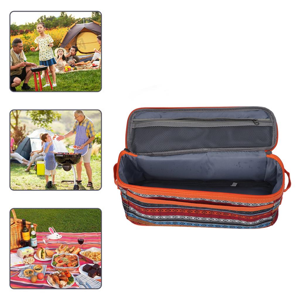 Camping Utensils Storage Bag Large Capacity Detachable Double   National   Tableware Bag with Handle for Outdoor