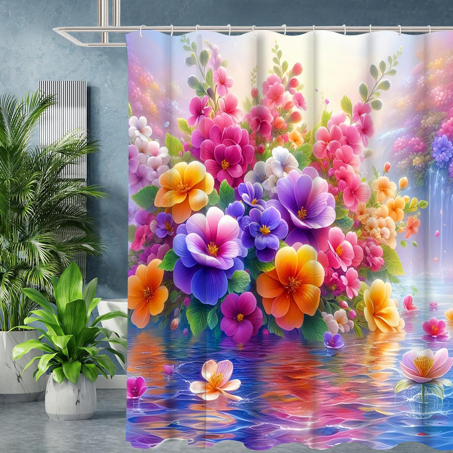 

Floral And Birds Pattern Bathing Curtain Bathroom Shower Curtain Waterproof With 12 Hooks Home Deco Free Ship 180x180cm curtain синій