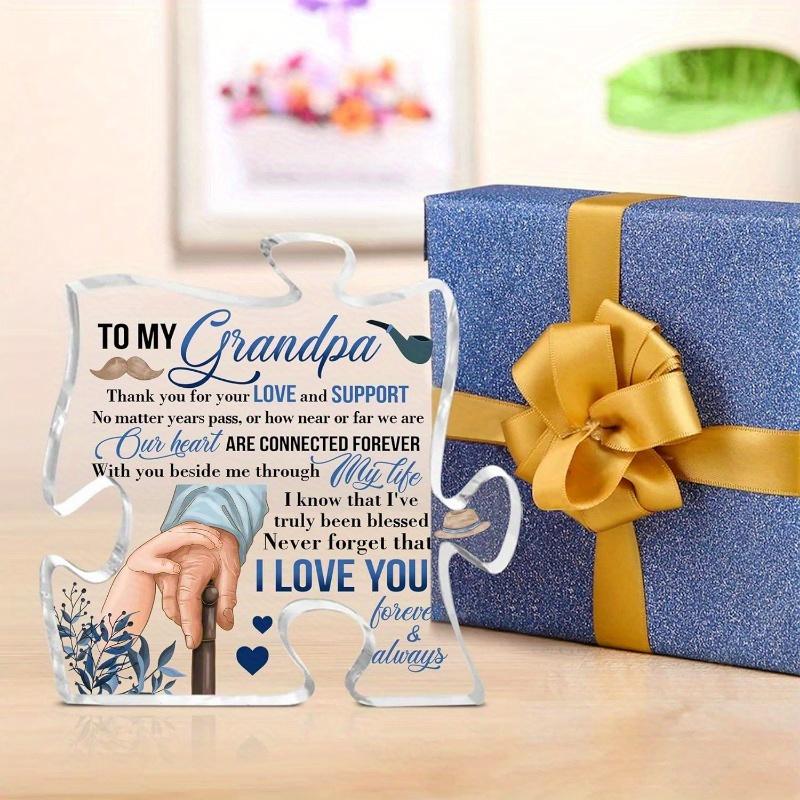 CEZII Grandpa Gift from Grandchildren, to My Grandpa Puzzle Acrylic Plaque, Fathers Day Birthday Gifts for Grandpa Grandfather