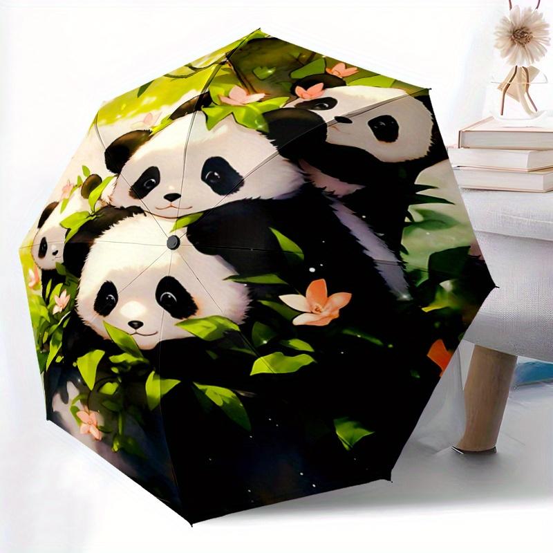 1pc Four Winning Pandas Automatic Opening and Closing Umbrella - Suitable for Various Occasions, Outdoor Activities, Lightweight and Durable