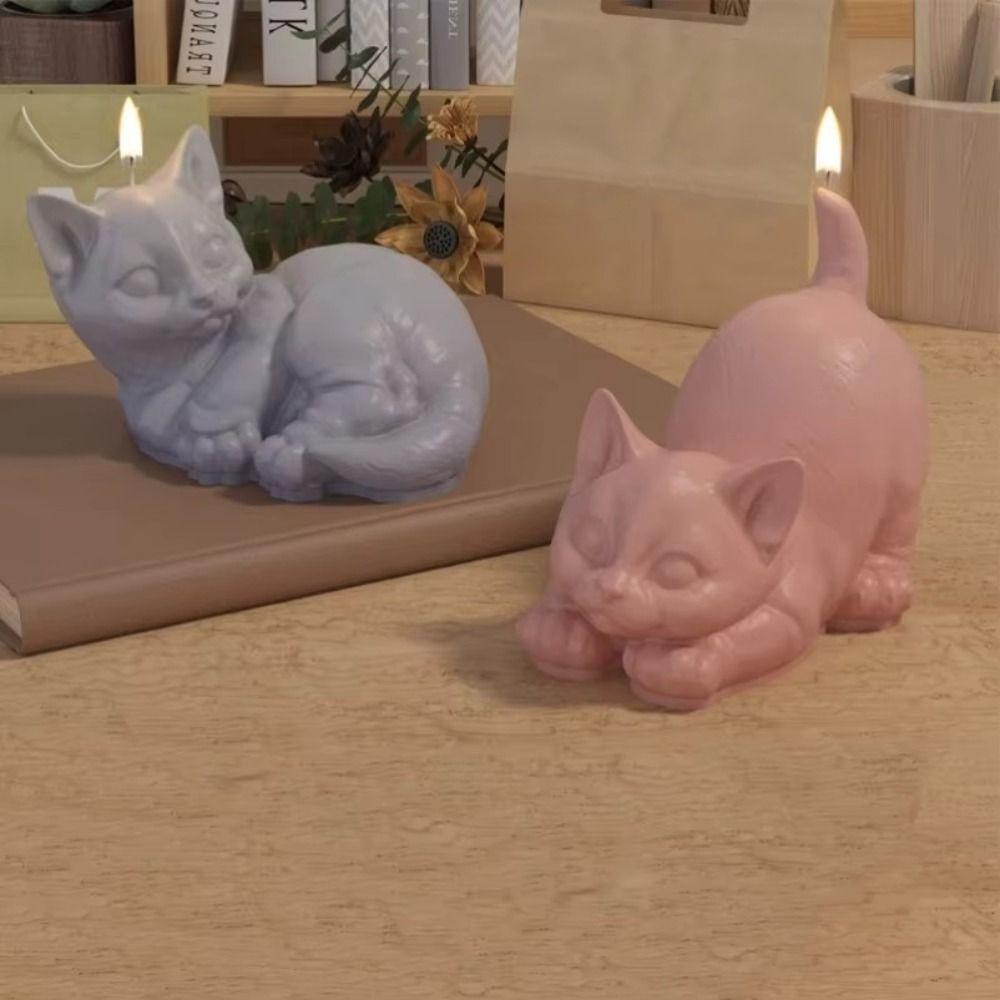 3D Pet Cat Candle Mold DIY Crafts Plaster Resin Mold Funny Animal Figurines Molds  Party Favors
