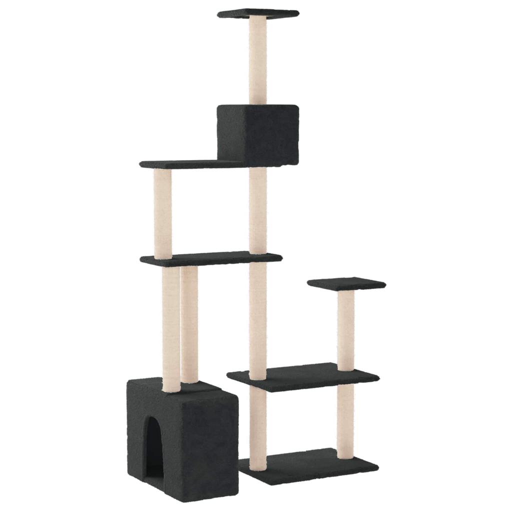 Cat Tree with Sisal Scratching Posts Dark Grey 177.5 Cm