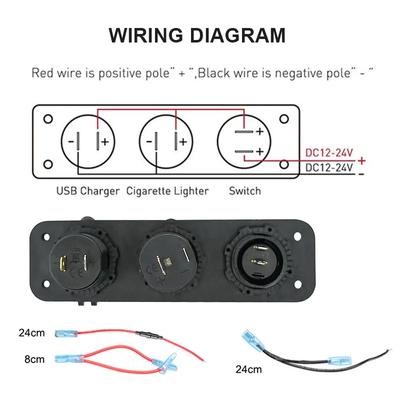 12V USB Outlet Marine Switch Panel 66W PD & Dual Quick Charge 3.0 USB Ports Car Charger with Switch for Motorcycle Boat RV ATV