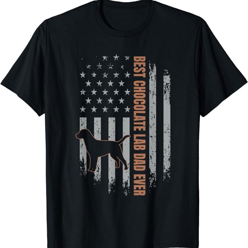 Chocolate Lab Dad American Flag Brown Labrador Retriever T Shirt S