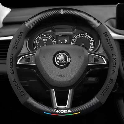Rkwcr1 38CM vhodné pro Octavia Rapid Kodiaq Kamiq KAROQ doplňky potahu volantu auta z uhlíkových vláken a semiše