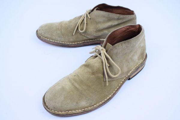 

From Portugal / Coqueterra Suede Leather Chukka Boots Beige White /25.5cm/