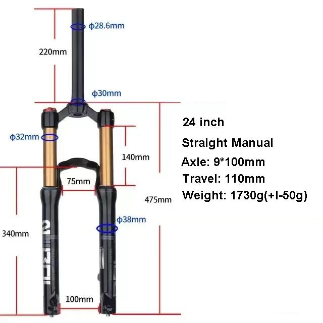 BOLANY 20inch/24inch Air Suspension Mtb Straight Manual/Remote Shock Absorber Rear Corolla Structure Design for Student‘s Bike