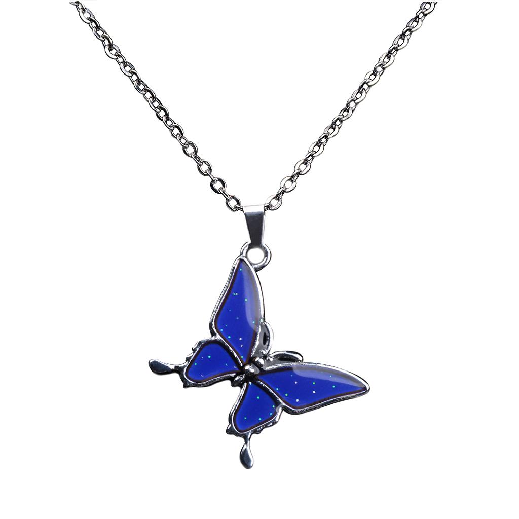 4 Pcs. Mood Necklace Butterfly Pendant Fashion Jewelry Chain, Gifts For Lovers And