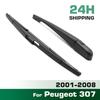 Wiper 14" Rear Wiper Blade & Arm Set Kit For Peugeot 307 2001 - 2008 Windshield Windscreen Tailgate Window Rain Brush