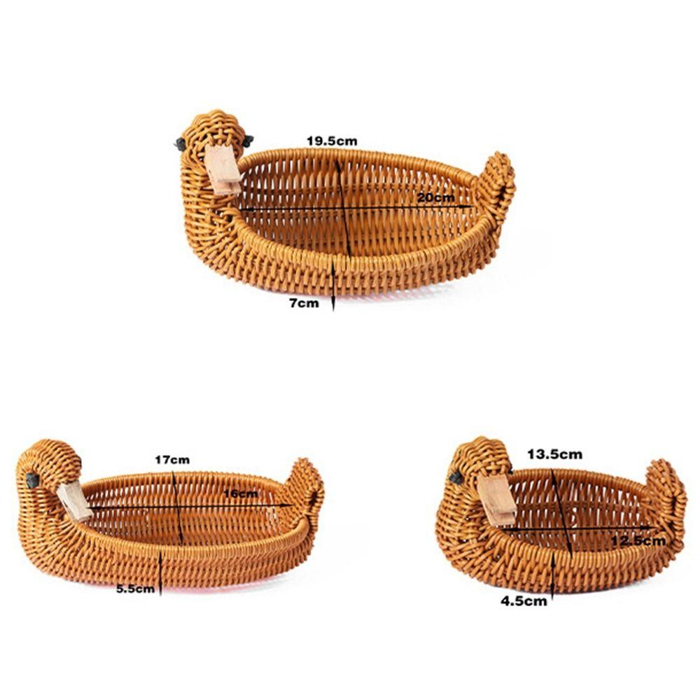 Retro Woven Animal Style Storage Rattan Woven Tea Tray  Restaurant Serving Tabletop Display