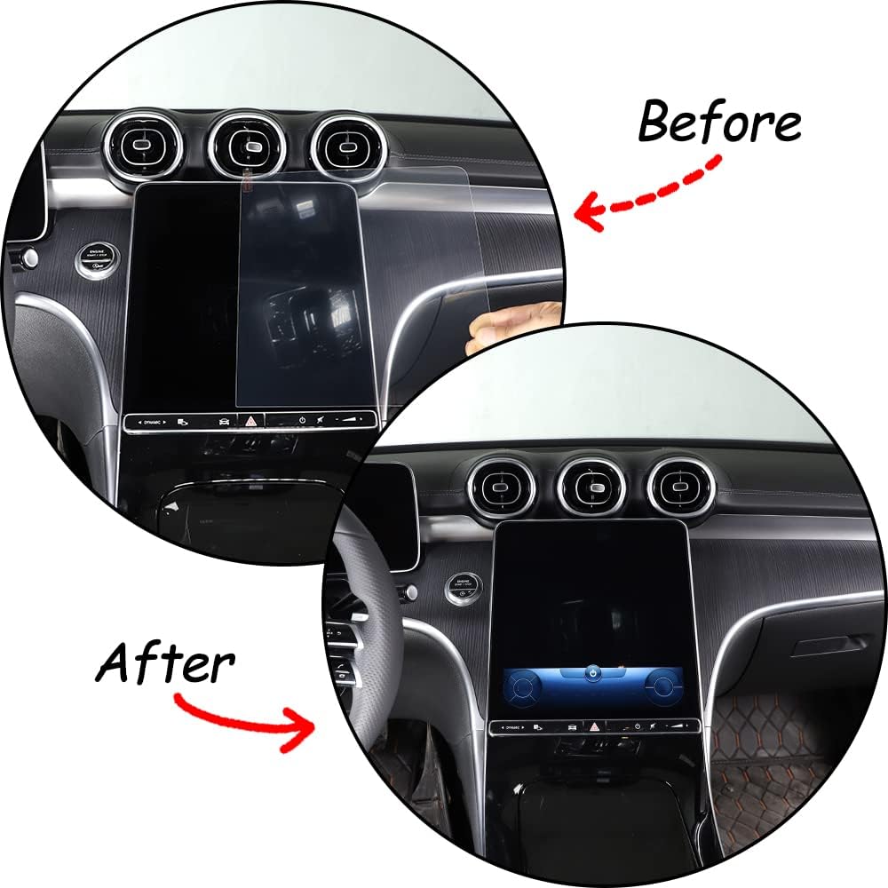 TINKI Car Dashboard Tempered Film Compatible for Mercedes-Benz W206 C-Class C200 C300 2022 2023 Navigation Screen Tempered Film Interior Accessories