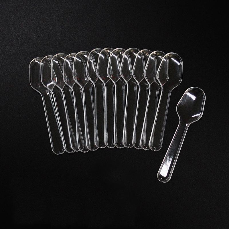 Kitchen 100Pcs Mini Plastic Spoons Flatware Spoons For Jelly Ice Cream Dessert Sugar Appetizer Plastic Spoon For Party Supplies4