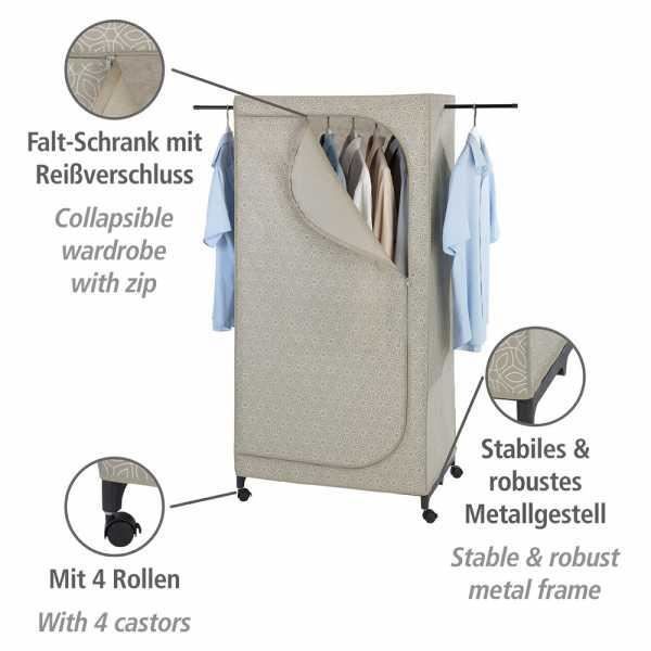 Wenko armoire tissu balance, penderie en tissu avec roulettes avec portant vêtement et fermeture éclair, polypropylène, taupe