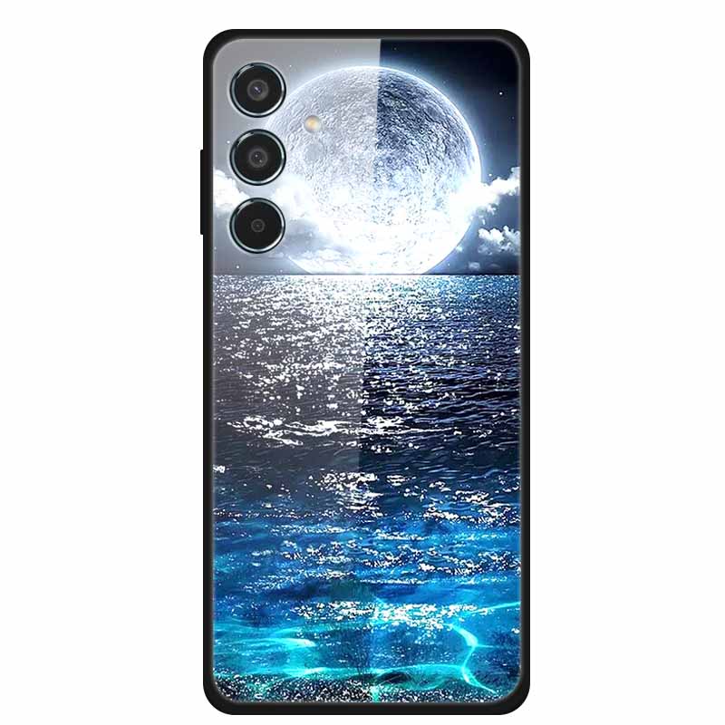 Glass Back Cover For Samsung Galaxy S24 FE Case S24FE Hard Tempered Glass Case For Samsung Galaxy M55 A16 Phone Case Soft Bumper