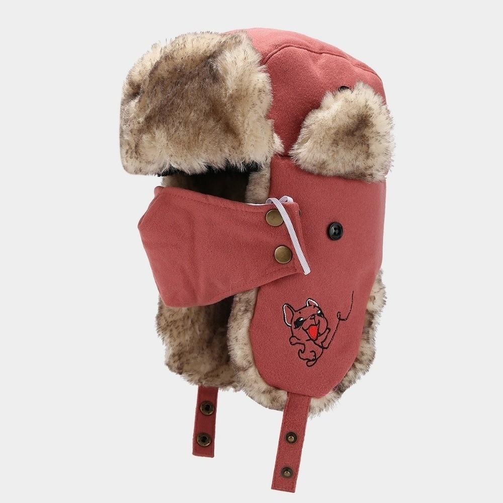 With Facemask Earflap Hat Waterproof Bomber Hat New Trapper Hat  Skiing