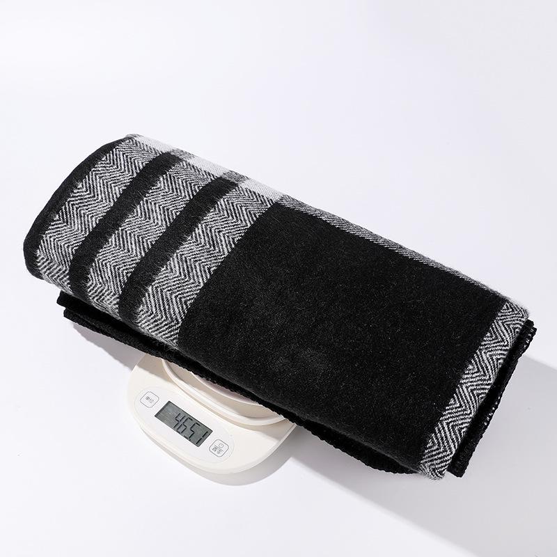 Solid Color Striped Shawl Cardigan: Warm, Versatile Imitation Cashmere Scarf for Autumn and Winter