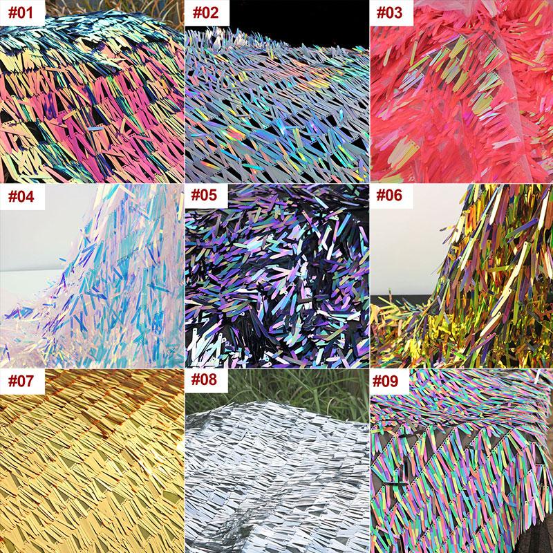 50*130cm Sequins Silver Iridescent Sword Shape 4cm Long Spike Mesh Fabric For Diy Sewing Stage Performance Costume Dress