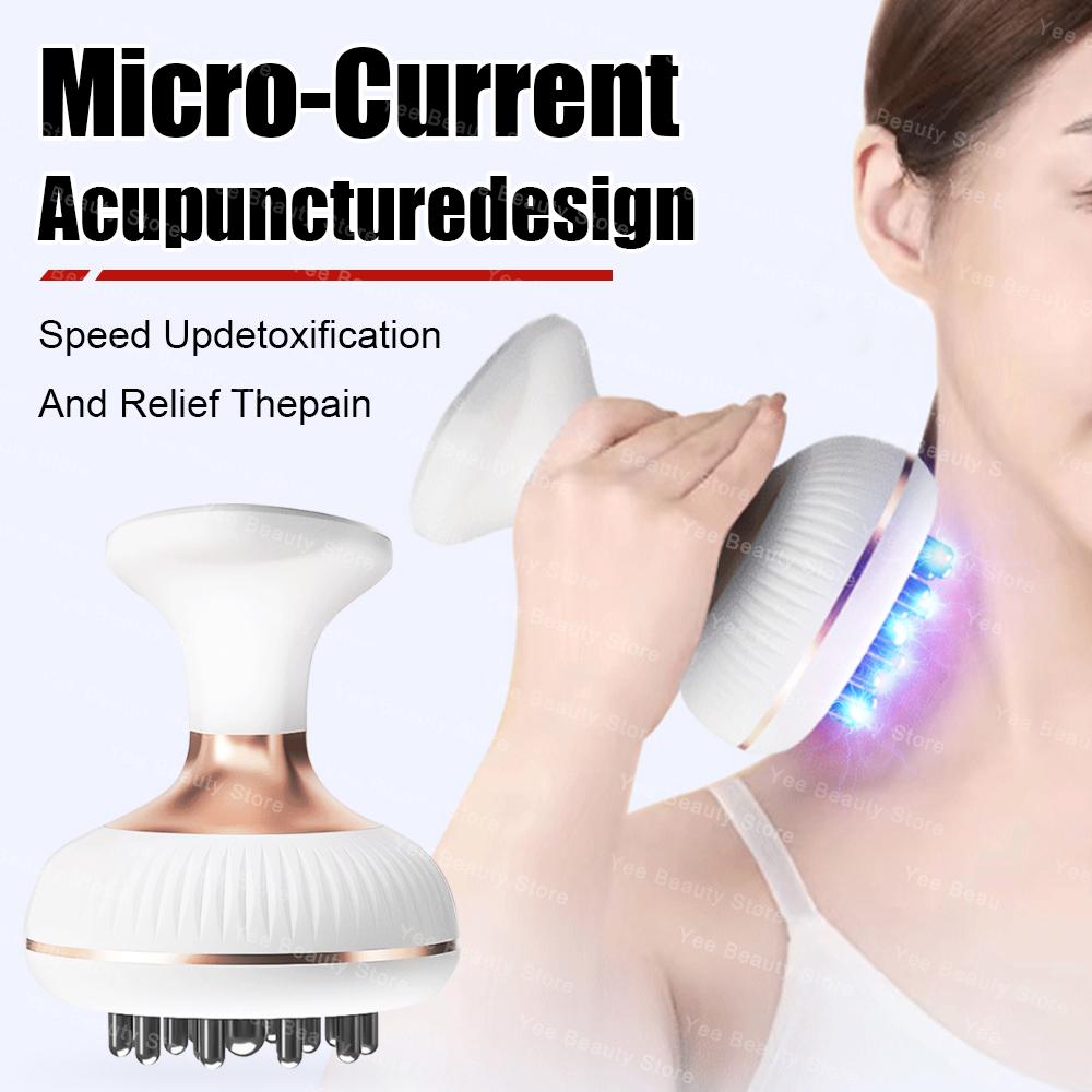 Eletric Anti Cellulite Massager Meridian Massage Brush Body Massage Lymphatic Drainage Microcurrent Heating Scraper Guasha Shape