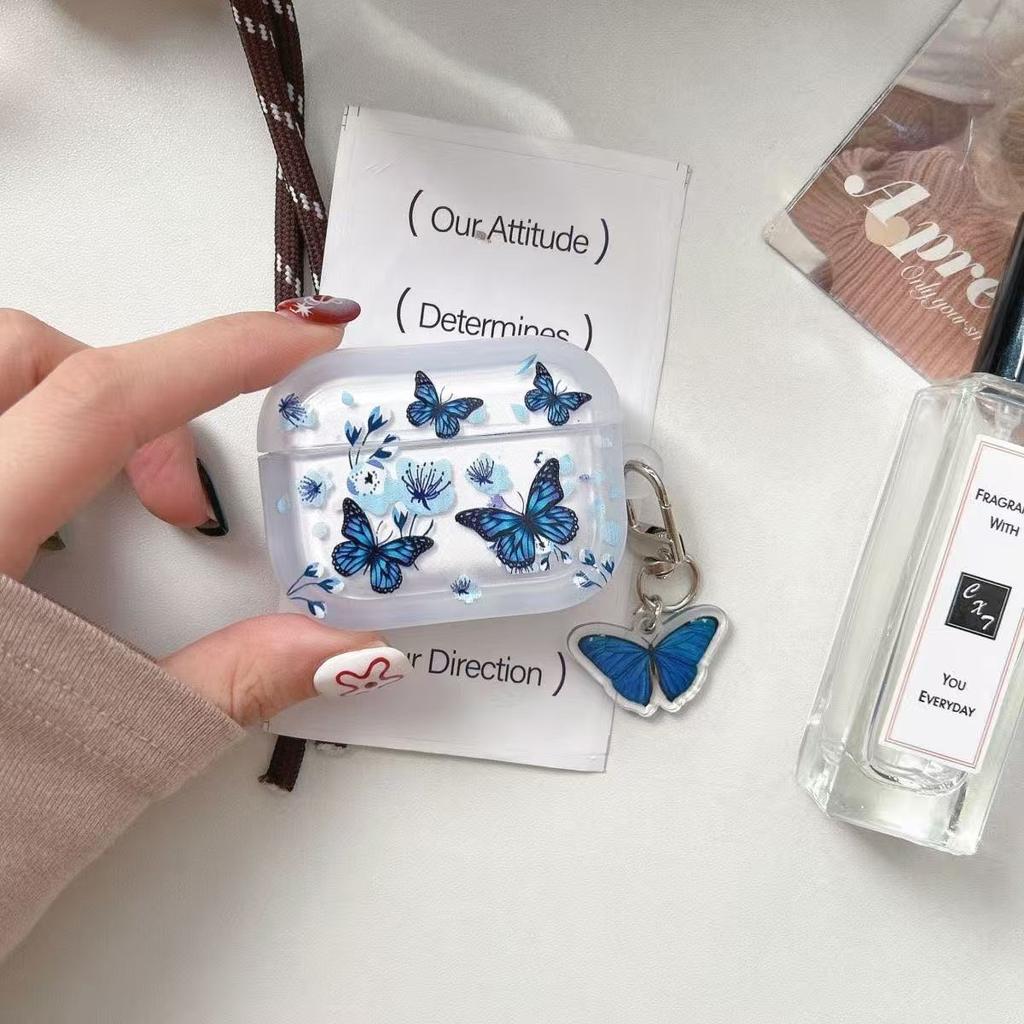 Small fresh blue flower butterfly for apple AirPods 1 /1/1 protective case pro1 bluetooth headset